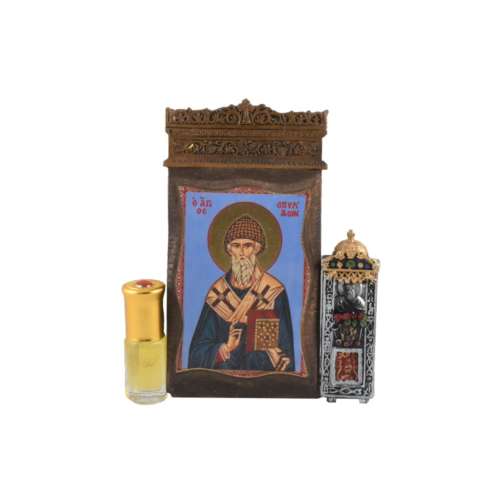 Резная икона Святого Спиридона с магнитом и миррой 721
